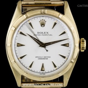 Rolex 14k Yellow Gold Oyster Perpetual Silver Dial Bubbl 6085 227001