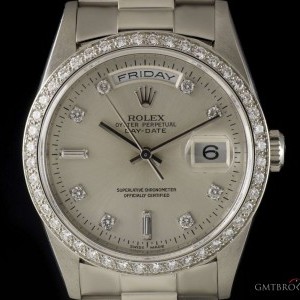 Rolex Day-Date Gents Platinum Silver Diamond Dial BP 183 18346 808574