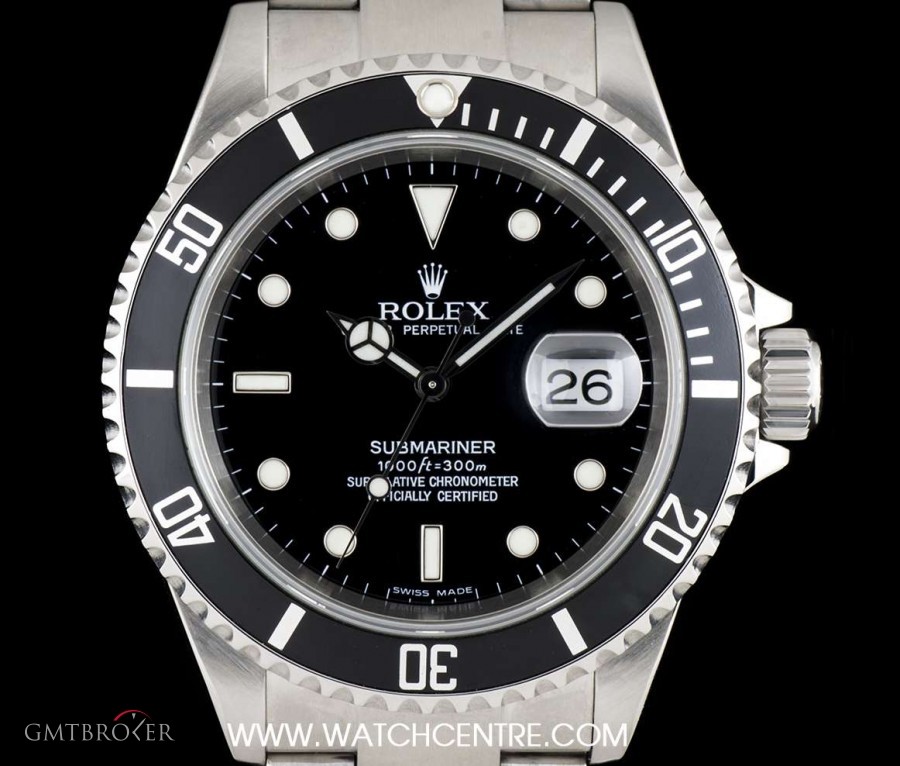 Rolex Stainless Steel Black Dial Submariner Date Gents W 16610 739359