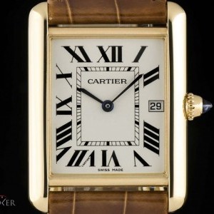 Cartier Tank Louis Gents 18k Yellow Gold Silver Roman Dial W1529756 824438