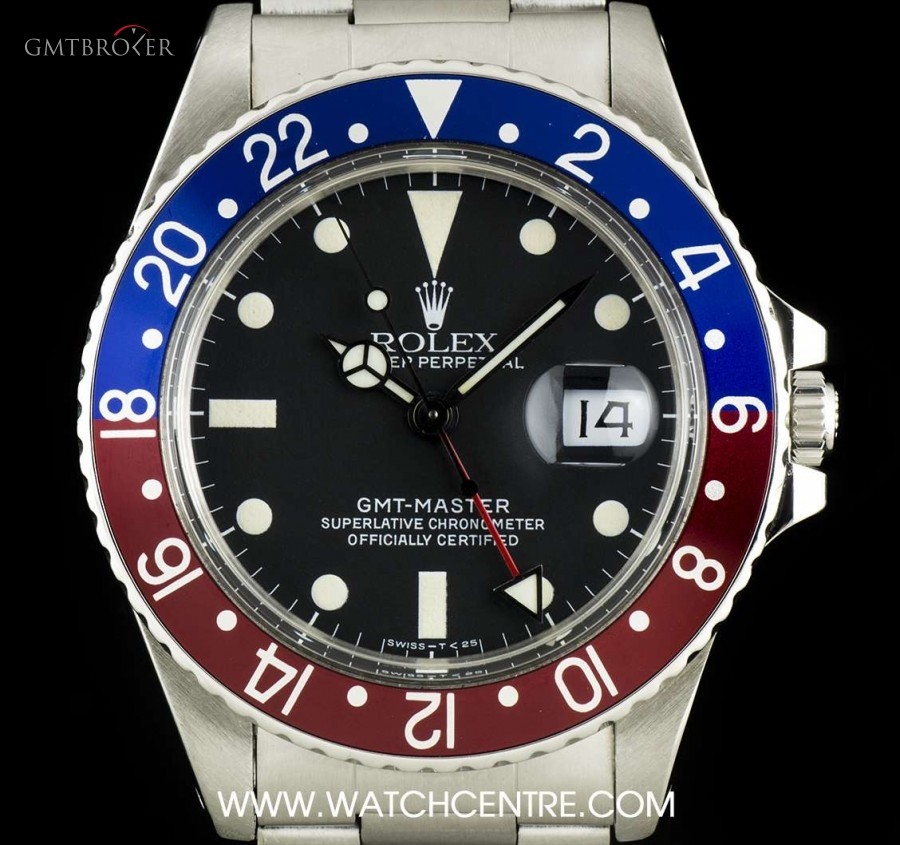 Rolex SS OP Rare Matte Dial Pepsi Bezel Transitional GMT 16750 730781