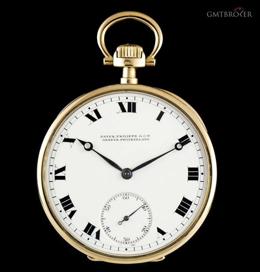 Patek Philippe Open Face Pocket Watch 18k Yellow Gold White Roman nessuna 767743