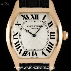 Cartier 18k Rose Gold Silver Roman Dial Tortue XL Gents Wr nessuna 747901