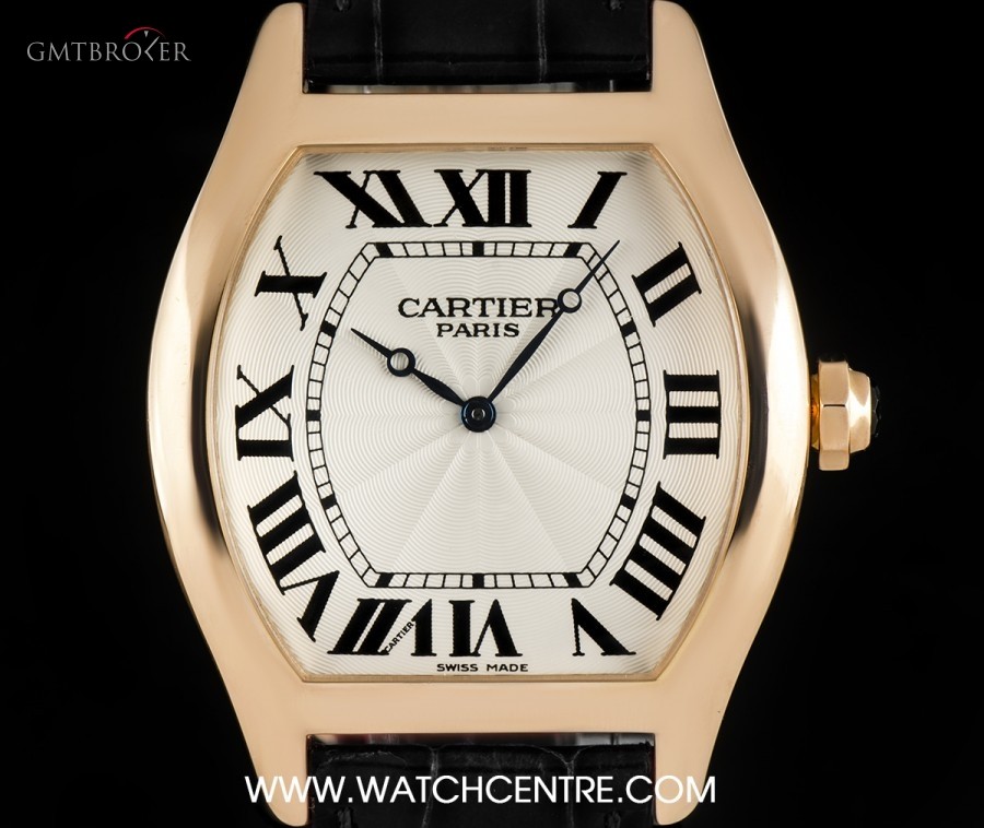 Cartier 18k Rose Gold Silver Roman Dial Tortue XL Gents Wr nessuna 747901