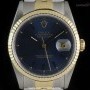 Rolex Stainless Steel  18k Yellow Gold Blue Baton Dial D