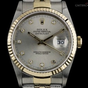 Rolex Steel  Gold Silver Diamond Dial Datejust Gents 162 16233 736153