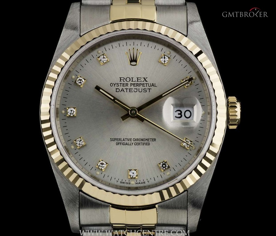 Rolex Steel  Gold Silver Diamond Dial Datejust Gents 162 16233 736153