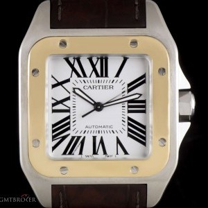 Cartier Santos 100 XL Stainless Steel  18k Yellow Gold Sil W20072X7 797862