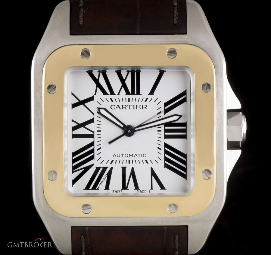 Cartier Santos 100 XL Stainless Steel  18k Yellow Gold Sil W20072X7 797862