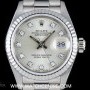 Rolex 18k White Gold Silver Diamond Dial Datejust Ladies