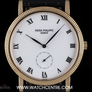 Patek Philippe 18k Rose Gold White Porcelain Dial Calatrava 3919R 3919R 687603