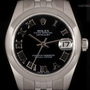 Rolex Datejust Stainless Steel Mid-Size Black Roman Dial 178240 823319