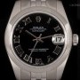 Rolex Datejust Stainless Steel Mid-Size Black Roman Dial