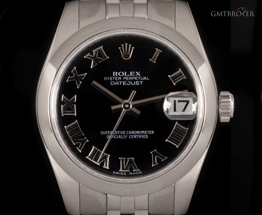 Rolex Datejust Stainless Steel Mid-Size Black Roman Dial 178240 823319