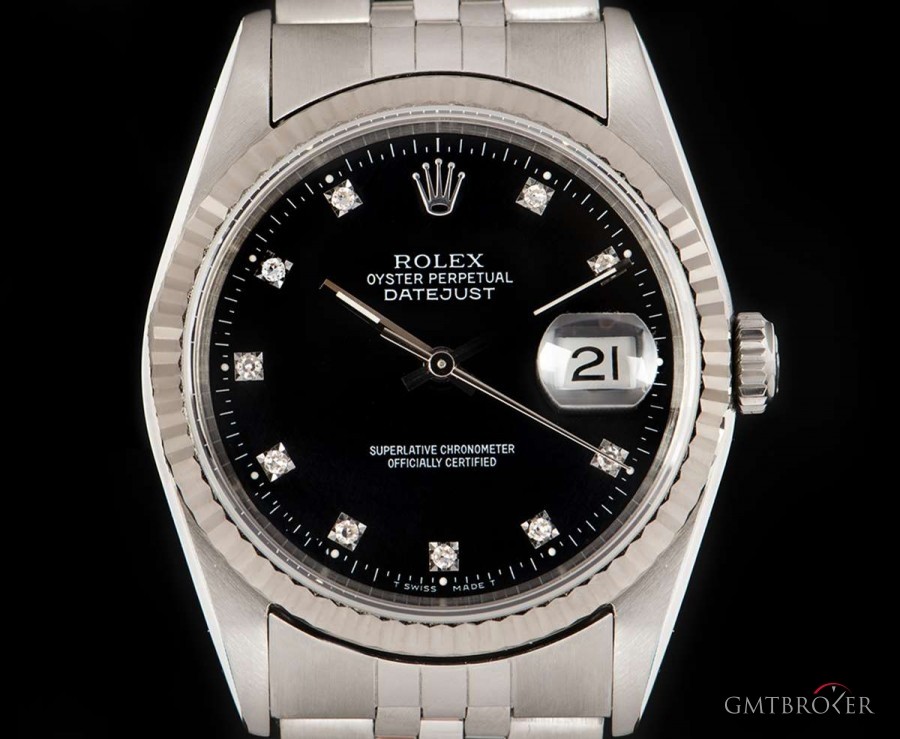 Rolex Datejust Gents Stainless Steel Black Diamond Dial 16234 831323