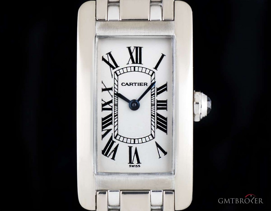 Cartier Tank Americaine Ladies 18k White Gold Silver Dial W51011Q3 788684