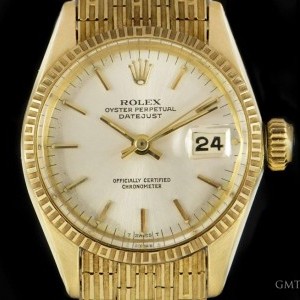 Rolex Datejust Vintage Ladies 18k Yellow Gold Silver Dia 6514 834289