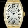 Franck Muller Cintree Curvex 18k Yellow Gold Silver Dial Diamond