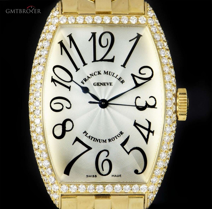 Franck Muller Cintree Curvex 18k Yellow Gold Silver Dial Diamond 5850SCMD 820502