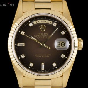 Rolex Day-Date Gents 18k Yellow Gold Brown Vignette Diam 18238 795411