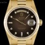 Rolex Day-Date Gents 18k Yellow Gold Brown Vignette Diam