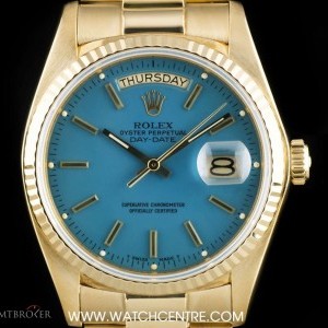Rolex 18k Yellow Gold Very Rare Turquoise Stella Dial Vi 18038 748633