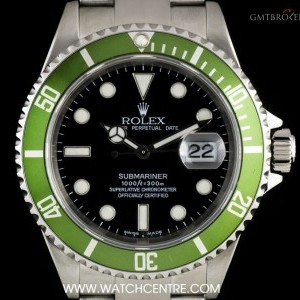 Rolex Stainless Steel OP Green Bezel Black Dial Submarin 16610LV 732831