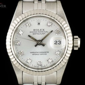 Rolex Datejust Ladies Stainless Steel Silver Diamond Dia 69174 822011