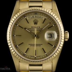Rolex 18k Yellow Gold Champagne Baton Dial Day-Date Gent 18238 737653
