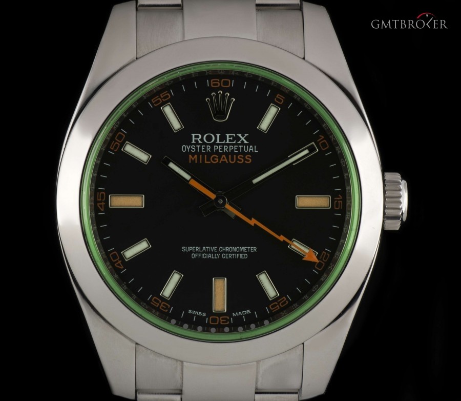 Rolex Milgauss Gents Stainless Steel Black Dial Green Gl 116400GV 812630