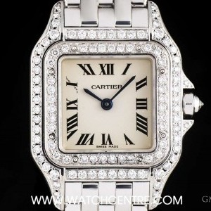 Cartier 18k White Gold Silver Dial Diamond Set Panthere La WF3210F3 756911
