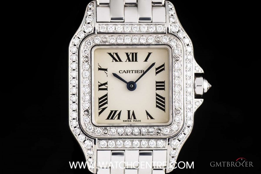 Cartier 18k White Gold Silver Dial Diamond Set Panthere La WF3210F3 756911