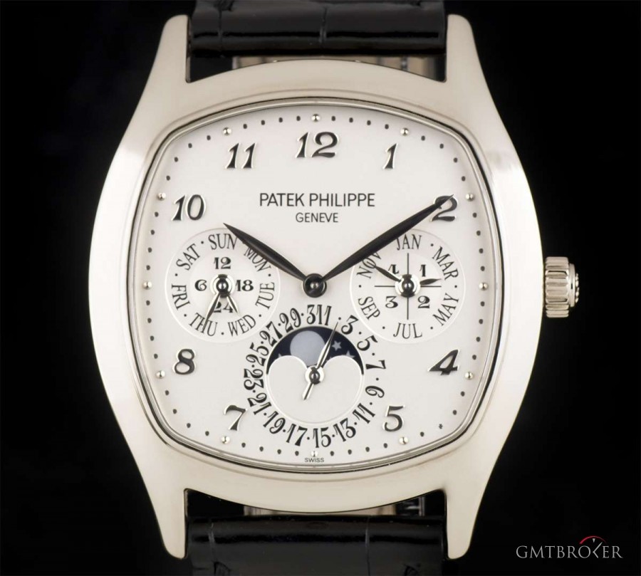 Patek Philippe Perpetual Calendar Moonphase 18k White Gold Silver 5940G-001 829841