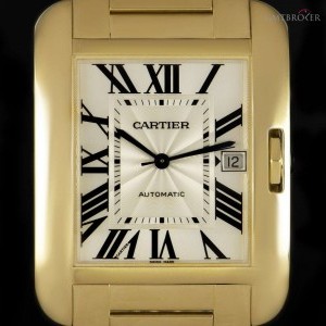 Cartier Tank Anglaise XL Gents 18k Yellow Gold Silver Flin W5310018 834958