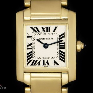 Cartier Tank Francaise Ladies 18k Yellow Gold Silver Roman W50002N2 839530