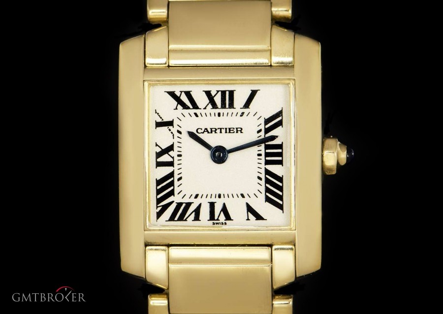 Cartier Tank Francaise Ladies 18k Yellow Gold Silver Roman W50002N2 839530