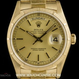 Rolex 18k Yellow Gold Champagne Dial Bark Finish Day-Dat 18078 742805