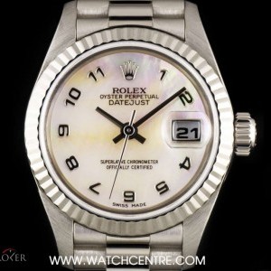 Rolex 18k White Gold OP Mother of Pearl Arabic Dial Date 79179 732215