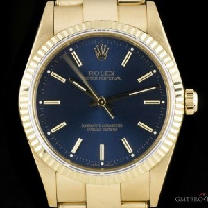 Rolex 18k Yellow Gold Blue Dial Oyster Perpetual Gents B 14238 760585