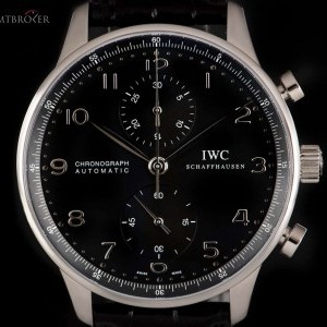 IWC Portuguese Chronograph Gents Stainless Steel Black IW371438 843568