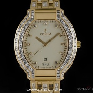 Corum 18k Yellow Gold Cream Dial Diamond Set Gents Dress 90.253.56 745281