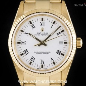 Rolex 18k Yellow Gold White Roman Dial Oyster Perpetual 14238 742451