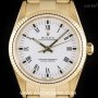 Rolex 18k Yellow Gold White Roman Dial Oyster Perpetual