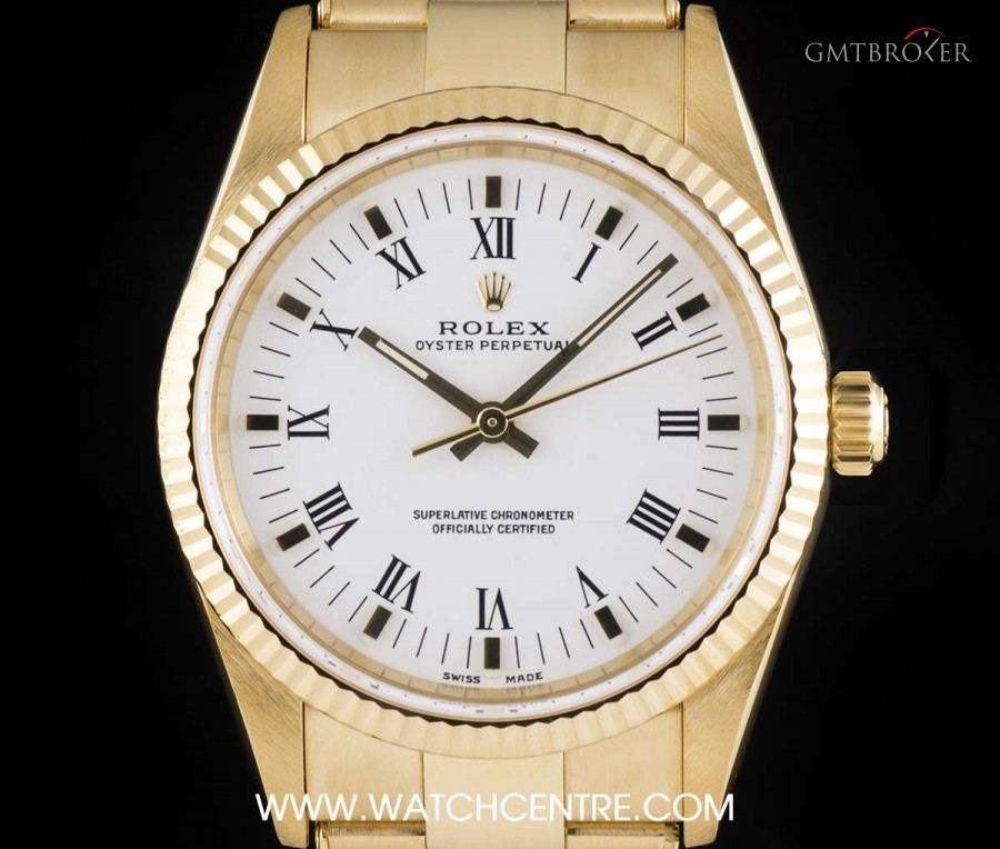 Rolex 18k Yellow Gold White Roman Dial Oyster Perpetual 14238 742451