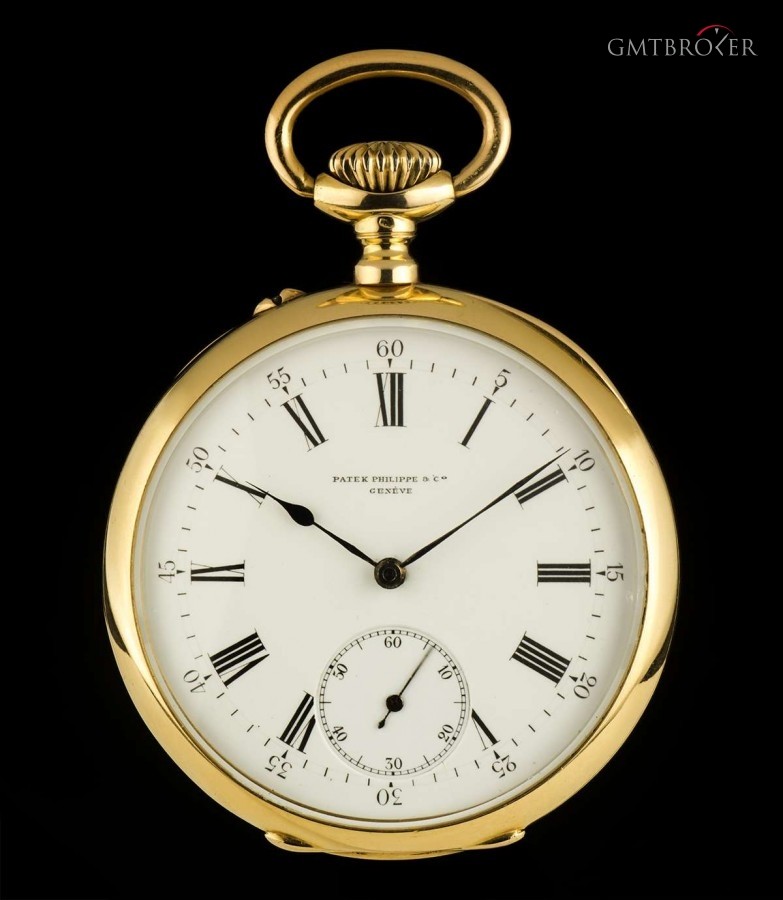 Patek Philippe Open Face 18k Yellow Gold Enamel Roman Dial Pocket nessuna 813404
