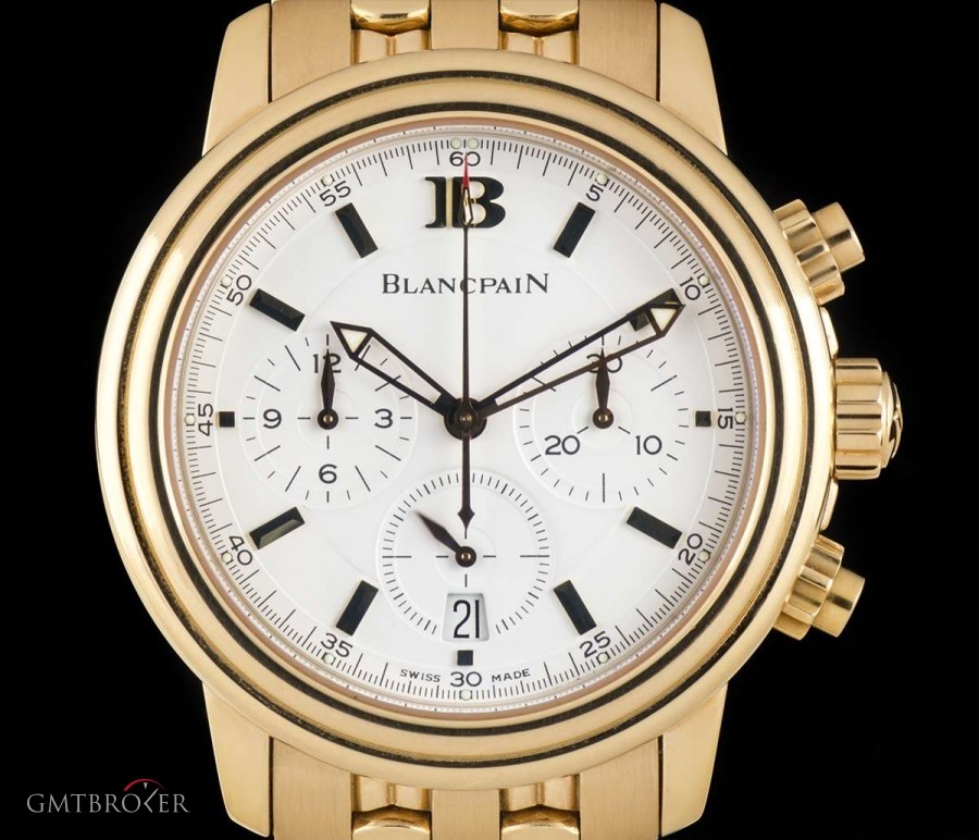 Blancpain Leman Chronograph Gents 18k Rose Gold White Dial B 2185 761787
