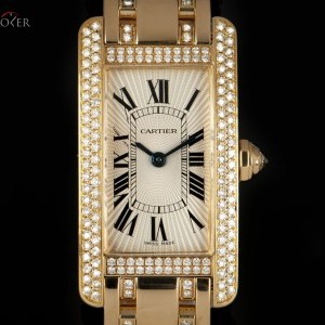 Cartier Tank Americaine Ladies 18k Yellow Gold Silver Guil nessuna 814856