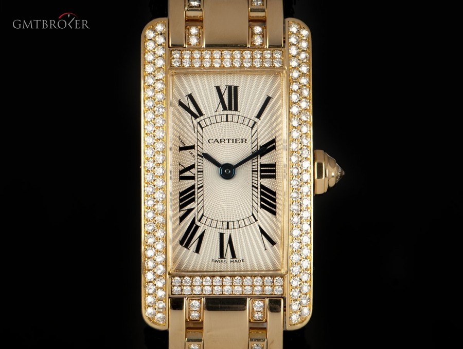 Cartier Tank Americaine Ladies 18k Yellow Gold Silver Guil nessuna 814856
