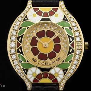 Corum Diamond  Enamel Set Ladies Wristwatch 18k Yellow G 24.115.65 834700