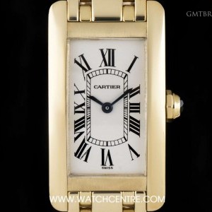 Cartier 18k Yellow Gold Silver Roman Dial Tank Americaine nessuna 741625